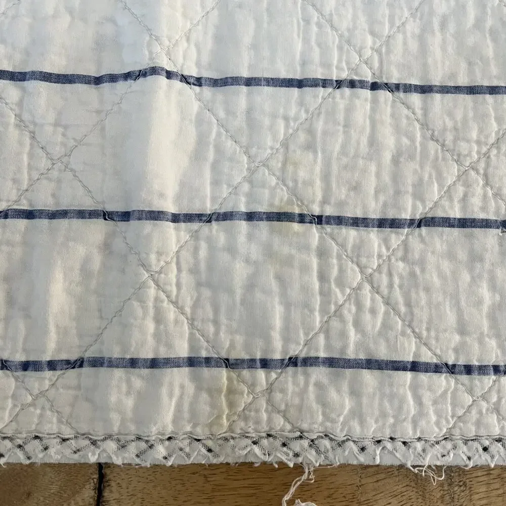 Tommy Hilfiger White Striped Cotton Quilt Blanket 58
